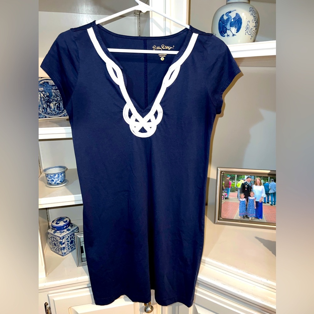 Lilly Pulitzer Brewster Navy Dress with White Trim